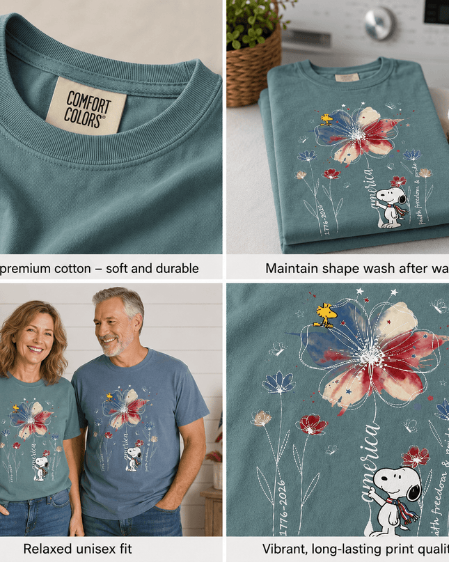 Comfort Colors America Faith Freedom Pride Watercolor Flower Patriotic Dog T-Shirt