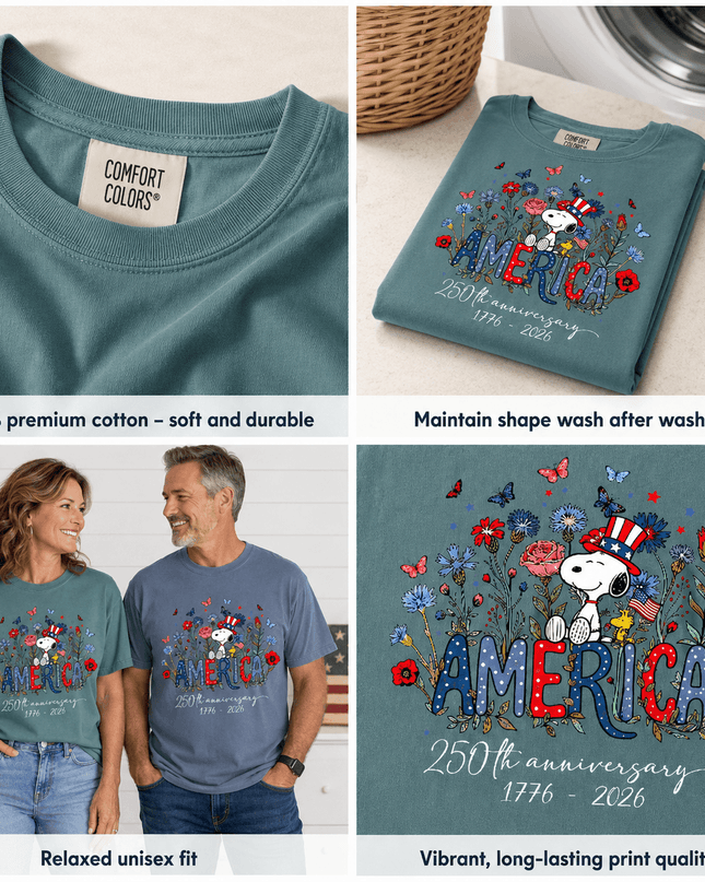 Comfort Colors America 250th Anniversary Floral Uncle Sam Hat Dog T-Shirt