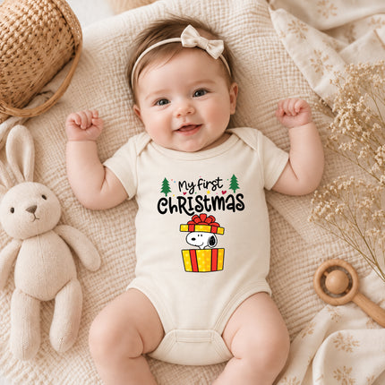 My First Christmas Gift Box Surprise Baby Bodysuit