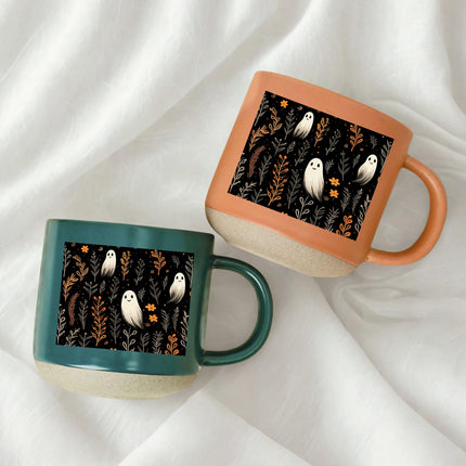 Halloween Pottery Mug Cute Ghost Floral Spooky Season Cup