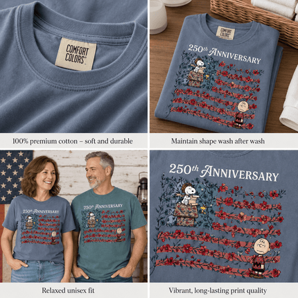 5_760bd7e5-921f-42cc-b66d-66cf68b6ad8c - AuraNations - Comfort Colors 250th Anniversary Floral Vine Flag Aviator Dog T-Shirt - Blue Jean / S - 250TH ANNIVERSARY, ALL, COMFORT COLORS, NO CUSTOM, PRODUCTS, SNPY, TSHIRT