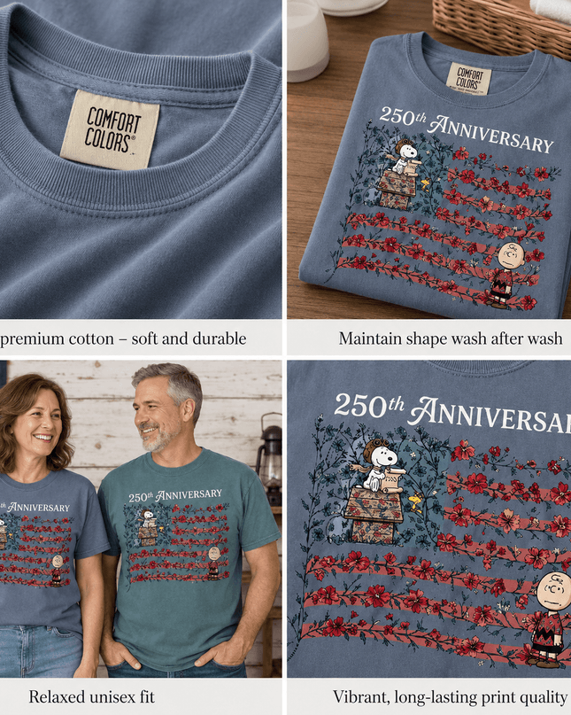 5_760bd7e5-921f-42cc-b66d-66cf68b6ad8c - AuraNations - Comfort Colors 250th Anniversary Floral Vine Flag Aviator Dog T-Shirt - Blue Jean / S - 250TH ANNIVERSARY, ALL, COMFORT COLORS, NO CUSTOM, PRODUCTS, SNPY, TSHIRT