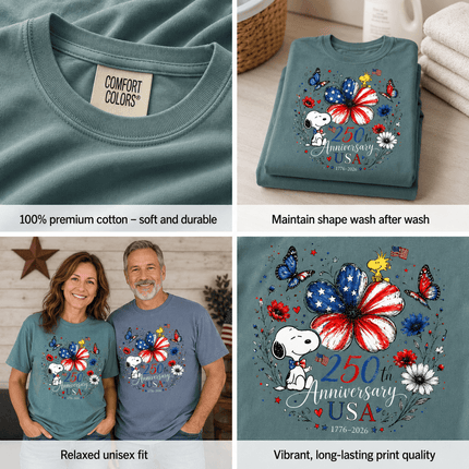 5_7afa80ab-eaaf-4a2c-ae1b-e7b8bc27d35d - AuraNations - Comfort Colors 250th Anniversary USA Flag Flower Butterflies Dog T-Shirt - Seafoam / S - 250TH ANNIVERSARY, ALL, COMFORT COLORS, NO CUSTOM, PRODUCTS, SNPY, TSHIRT
