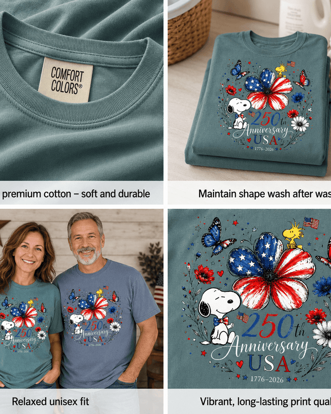 5_7afa80ab-eaaf-4a2c-ae1b-e7b8bc27d35d - AuraNations - Comfort Colors 250th Anniversary USA Flag Flower Butterflies Dog T-Shirt - Seafoam / S - 250TH ANNIVERSARY, ALL, COMFORT COLORS, NO CUSTOM, PRODUCTS, SNPY, TSHIRT