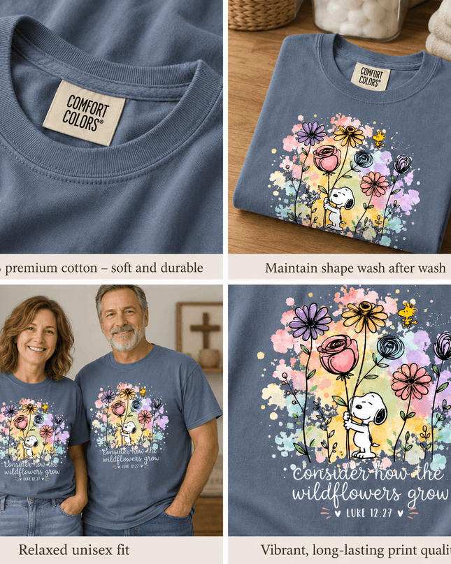 Comfort Colors Consider How the Wildflowers Grow Bible Verse T-Shirt