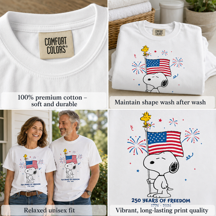 Comfort Colors 250 Years Of Freedom Fireworks Patriotic Dog T-Shirt