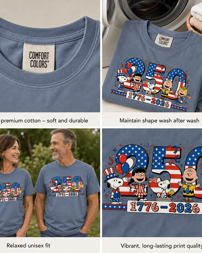 5_82740a80-b711-498f-9805-0f44f13e852c - AuraNations - Comfort Colors 250 Years 1776-2026 Patriotic Friends Celebration T-Shirt - Blue Jean / S - 250TH ANNIVERSARY, ALL, COMFORT COLORS, NO CUSTOM, PRODUCTS, SNPY, TSHIRT
