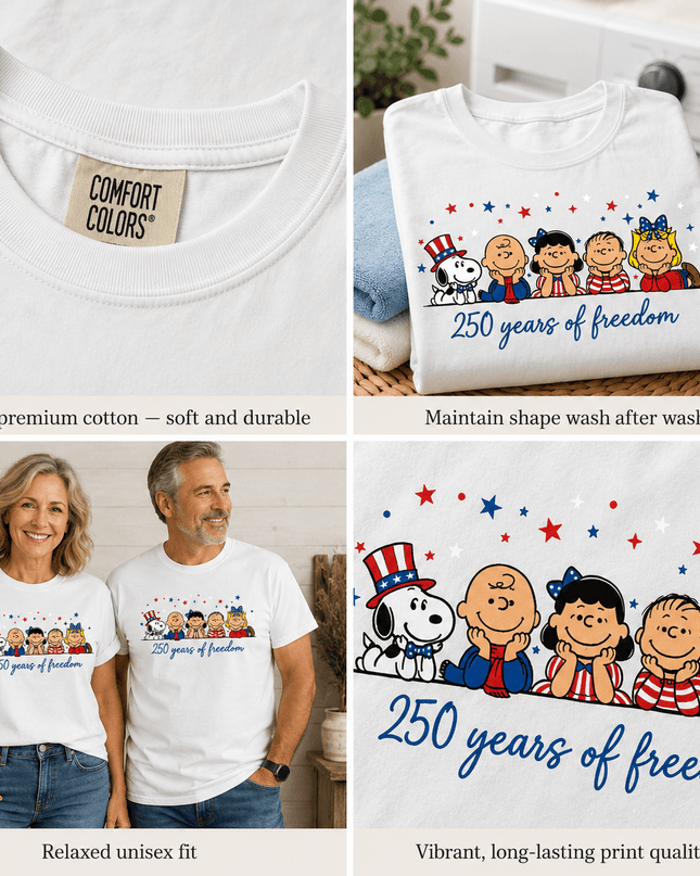5_82d5a32c-6ce1-4a51-b486-d4d0c4eaebc5 - AuraNations - Comfort Colors 250 Years Of Freedom Friends T-Shirt - White / S - 250TH ANNIVERSARY, ALL, COMFORT COLORS, NO CUSTOM, PRODUCTS, SNPY, TSHIRT