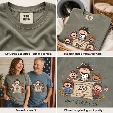 Comfort Colors Spirit Of 76 Lives On 250 Years Patriotic Friends T-Shirt