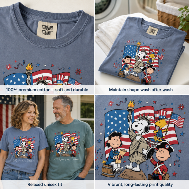 Comfort Colors 250 Years Of Freedom Liberty Flag Historical Squad T-Shirt