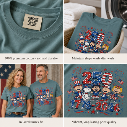 Comfort Colors 250 Years 1776-2026 Patriotic Squad Holiday T-Shirt