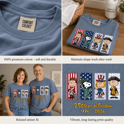 5_8f930587-3ffb-4854-883d-3fdff6e807b3 - AuraNations - Comfort Colors 250 Years Of Freedom 1776-2026 Patriotic Panels T-Shirt - Blue Jean / S - 250TH ANNIVERSARY, ALL, COMFORT COLORS, NO CUSTOM, PRODUCTS, SNPY, TSHIRT
