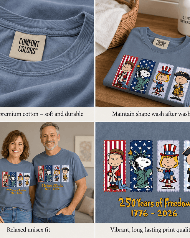 5_8f930587-3ffb-4854-883d-3fdff6e807b3 - AuraNations - Comfort Colors 250 Years Of Freedom 1776-2026 Patriotic Panels T-Shirt - Blue Jean / S - 250TH ANNIVERSARY, ALL, COMFORT COLORS, NO CUSTOM, PRODUCTS, SNPY, TSHIRT