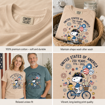 Comfort Colors 250th Anniversary USA Colonial Dog Bicycle T-Shirt