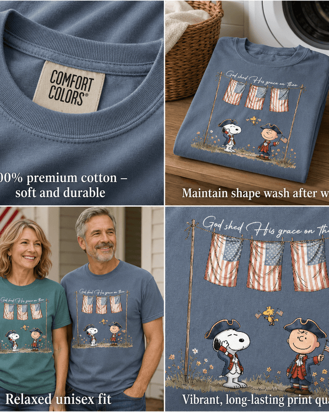 5_9b9bc242-6e47-4766-bed7-909d7c527dba - AuraNations - Comfort Colors God Shed His Grace On Thee Patriotic Colonial Friends T-Shirt - Blue Jean / S - 250TH ANNIVERSARY, ALL, COMFORT COLORS, NO CUSTOM, PRODUCTS, SNPY, TSHIRT