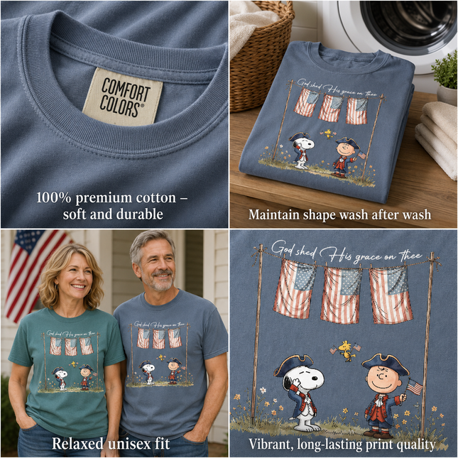 Comfort Colors God Shed His Grace On Thee Patriotic Colonial Friends T-Shirt