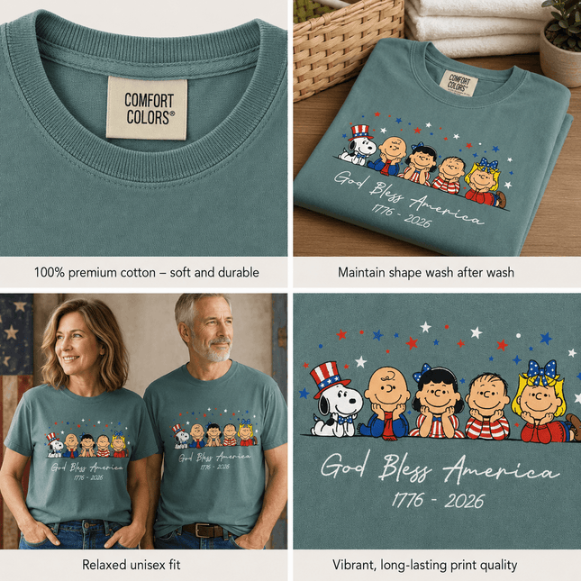Comfort Colors 250th Anniversary USA God Bless America Patriotic Squad T-Shirt