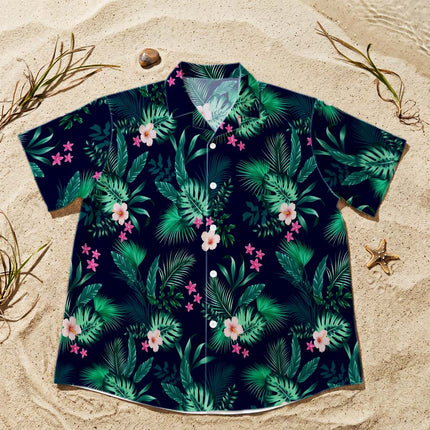 Beach Summer Tropical Green Floral Hawaiian Shirt
