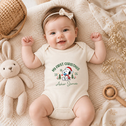 Personalized My First Christmas 2026 Custom Name Baby Bodysuit