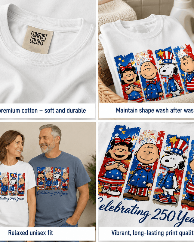 5_afe3acc9-0996-40f5-b95d-846be869d30f - AuraNations - Comfort Colors 250th Anniversary USA Celebrating Patriotic Friends T-Shirt - White / S - 250TH ANNIVERSARY, ALL, COMFORT COLORS, NO CUSTOM, PRODUCTS, SNPY, TSHIRT