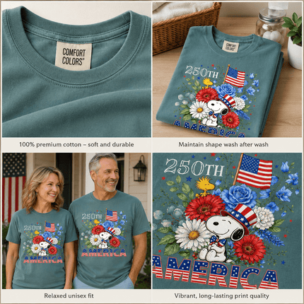 5_affd4679-1300-4a4a-818c-a8da24fc6ecf - AuraNations - Comfort Colors 250th America Patriotic Top Hat Floral Dog T-Shirt - Seafoam / S - 250TH ANNIVERSARY, ALL, COMFORT COLORS, NO CUSTOM, PRODUCTS, SNPY, TSHIRT