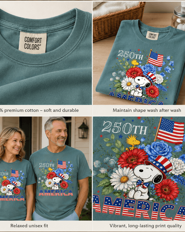5_affd4679-1300-4a4a-818c-a8da24fc6ecf - AuraNations - Comfort Colors 250th America Patriotic Top Hat Floral Dog T-Shirt - Seafoam / S - 250TH ANNIVERSARY, ALL, COMFORT COLORS, NO CUSTOM, PRODUCTS, SNPY, TSHIRT