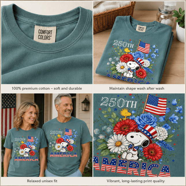5_affd4679-1300-4a4a-818c-a8da24fc6ecf - AuraNations - Comfort Colors 250th America Patriotic Top Hat Floral Dog T-Shirt - Seafoam / S - 250TH ANNIVERSARY, ALL, COMFORT COLORS, NO CUSTOM, PRODUCTS, SNPY, TSHIRT