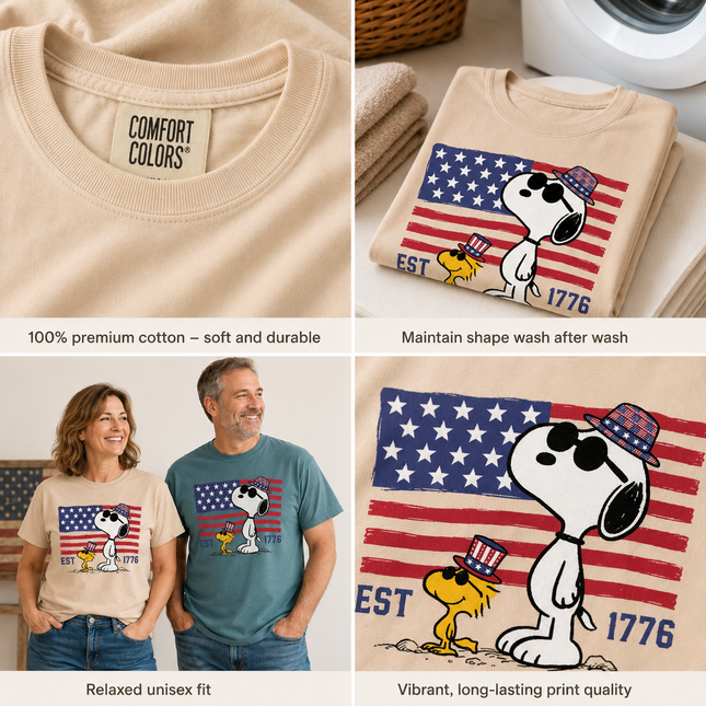 Comfort Colors Est 1776 Vintage Flag Cool Patriotic Dogs T-Shirt