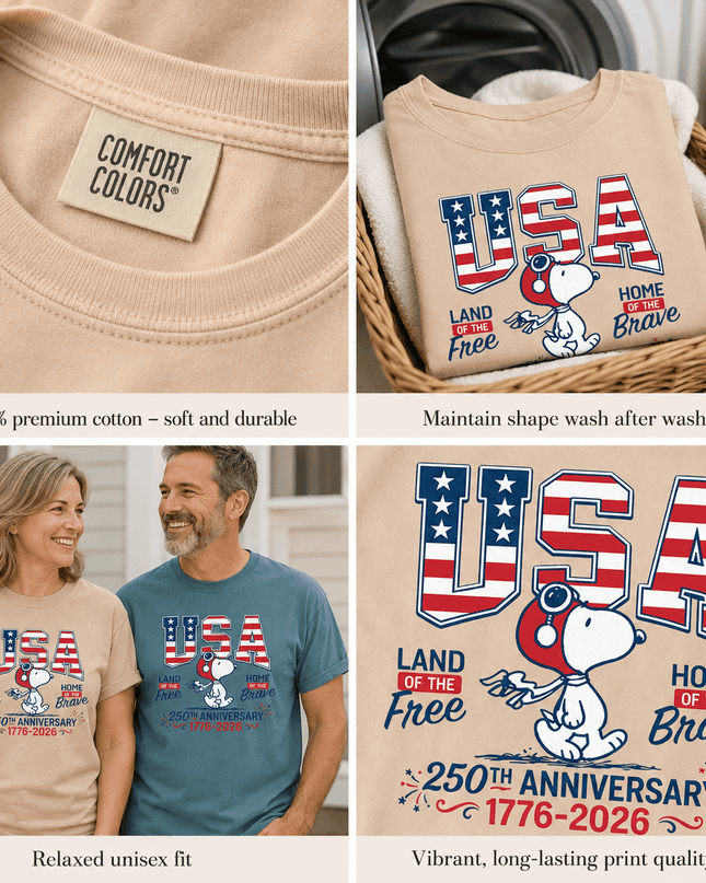 5_c0baa7a6-4447-4ceb-87e5-51f194199c8b - AuraNations - Comfort Colors USA Land Of The Free America 250 T-Shirt - Ivory / S - 250TH ANNIVERSARY, ALL, COMFORT COLORS, NO CUSTOM, PRODUCTS, SNPY, TSHIRT