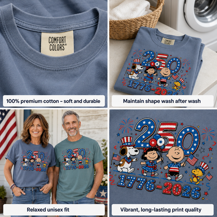 Comfort Colors 250 Years 1776-2026 Patriotic Fireworks Friends T-Shirt