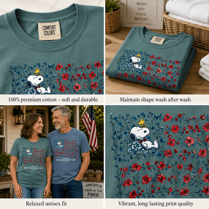 5_ce4bc747-b4aa-49df-b24a-07f711053d6a - AuraNations - Comfort Colors Celebrating 250th Anniversary USA Floral Vine Flag Dog T-Shirt - Seafoam / S - 250TH ANNIVERSARY, ALL, COMFORT COLORS, NO CUSTOM, PRODUCTS, SNPY, TSHIRT