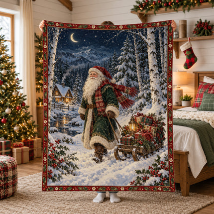 Santa Claus Fleece Blanket Winter Christmas Decor