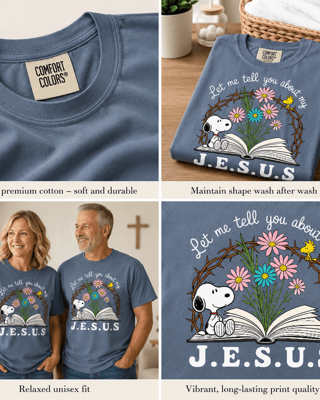 Comfort Colors Let Me Tell You About My Jesus Floral Bible T-Shirt