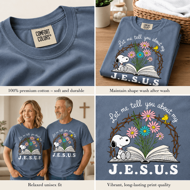 Comfort Colors Let Me Tell You About My Jesus Floral Bible T-Shirt
