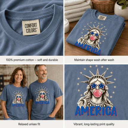 Comfort Colors America 250th Anniversary USA Bubblegum Statue T-Shirt