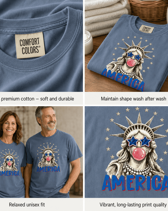 Comfort Colors America 250th Anniversary USA Bubblegum Statue T-Shirt