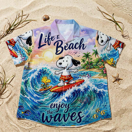 Life Is Beach Enjoy The Waves Tropical Summer Hawaiian Shirt