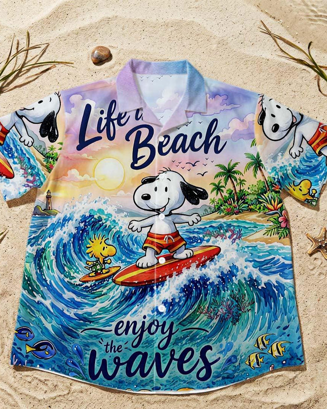 Life Is Beach Enjoy The Waves Tropical Summer Hawaiian Shirt