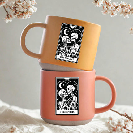 The Lovers Tarot Halloween Pottery Mug Skeleton Couple Gift