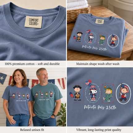 Comfort Colors Patriotic Pals 250th American Milestone Frames T-Shirt