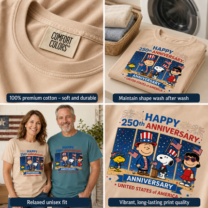 Comfort Colors Happy 250th Anniversary America 250 T-Shirt