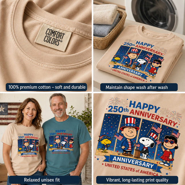 Comfort Colors Happy 250th Anniversary America 250 T-Shirt
