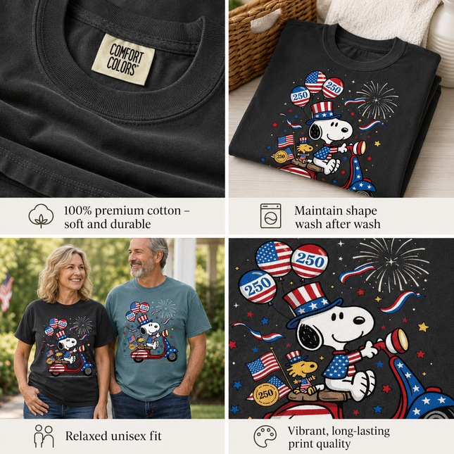 Comfort Colors 250th USA Patriotic Scooter Dog T-Shirt