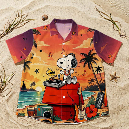 Tropical Sunset Music Beach Summer Hawaiian Shirt