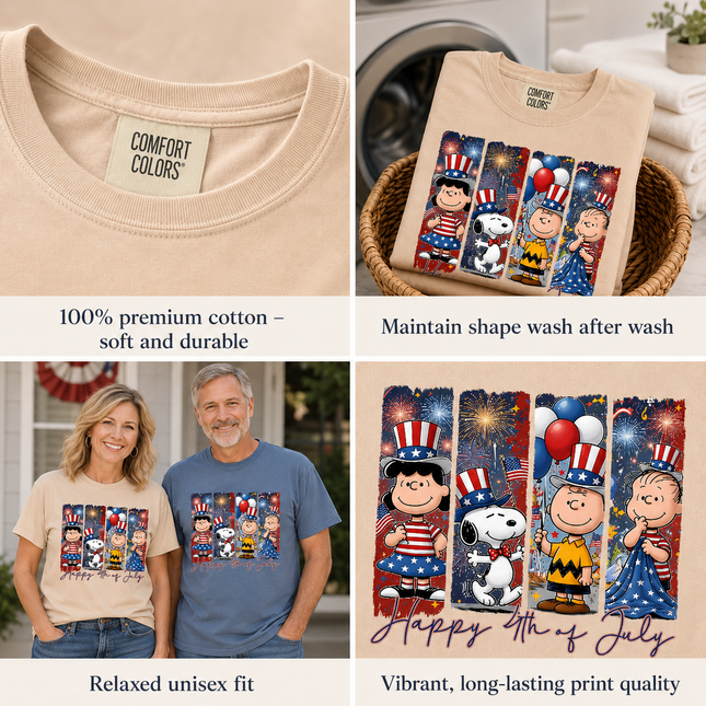 Comfort Colors Happy 4th Of July Patriotic Fireworks Friends T-Shirt