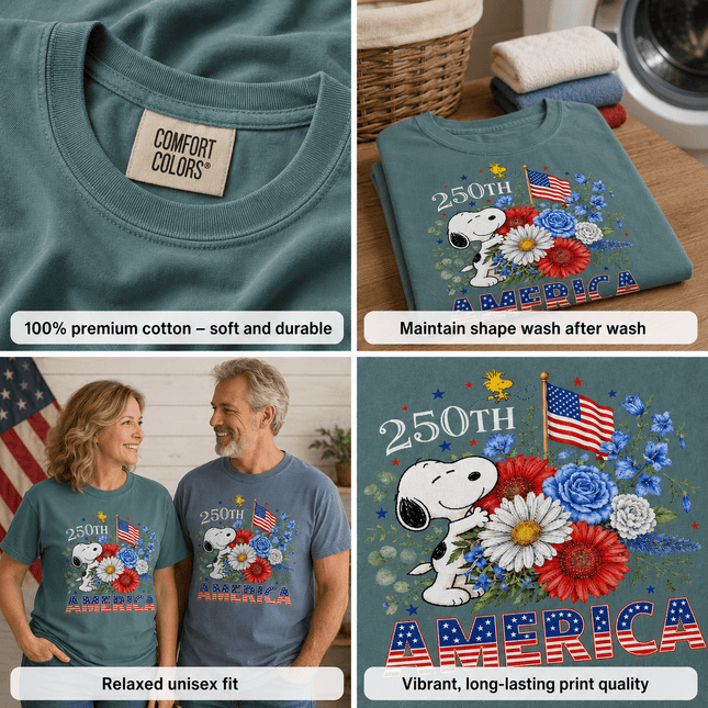 5_f5d50b49-c508-41f5-ba8d-d6cf076d9a97 - AuraNations - Comfort Colors 250th America Patriotic Floral Bouquet Dog T-Shirt - Seafoam / S - 250TH ANNIVERSARY, ALL, COMFORT COLORS, NO CUSTOM, PRODUCTS, SNPY, TSHIRT