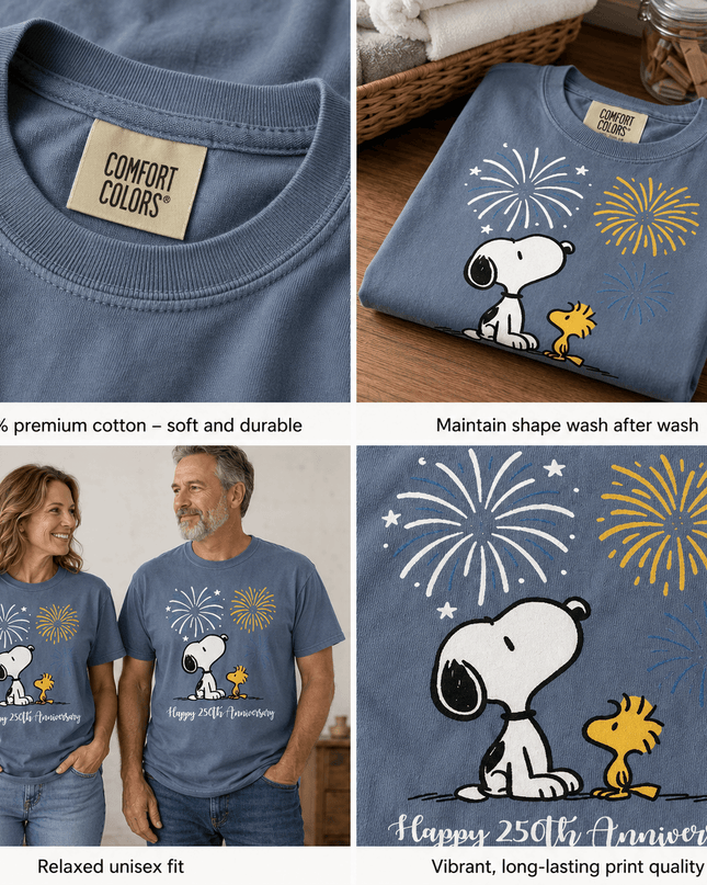 Comfort Colors Happy 250th Anniversary USA Fireworks Watching Dog T-Shirt