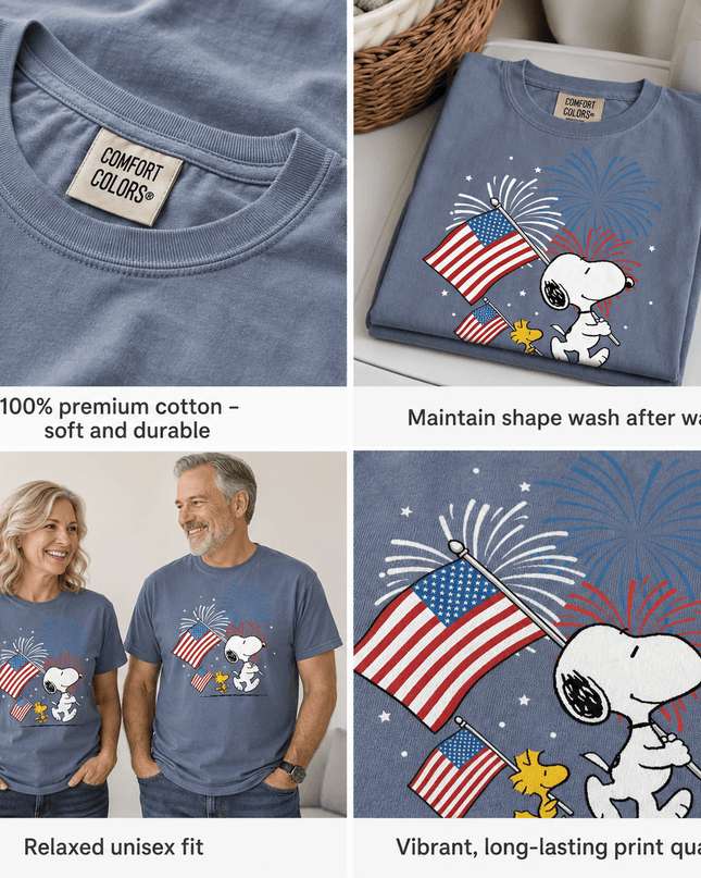 5_f756dda9-c2cc-41d5-a266-6a53d795ab97 - AuraNations - Comfort Colors Fireworks Patriotic Marching Flag Dog T-Shirt - Blue Jean / S - 250TH ANNIVERSARY, ALL, COMFORT COLORS, NO CUSTOM, PRODUCTS, SNPY, TSHIRT