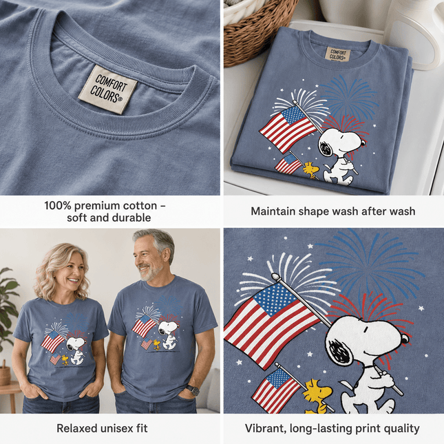 5_f756dda9-c2cc-41d5-a266-6a53d795ab97 - AuraNations - Comfort Colors Fireworks Patriotic Marching Flag Dog T-Shirt - Blue Jean / S - 250TH ANNIVERSARY, ALL, COMFORT COLORS, NO CUSTOM, PRODUCTS, SNPY, TSHIRT