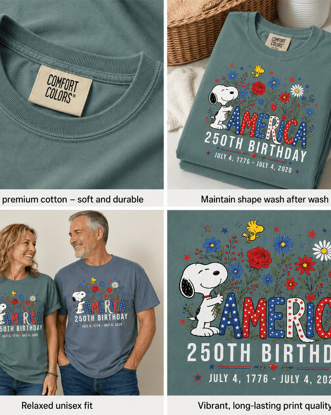 Comfort Colors America 250th Birthday Floral Hugging Dog T-Shirt